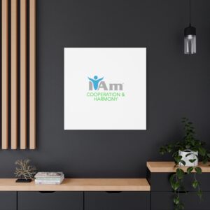 Inspirational wall art featuring "I Am Cooperation & Harmony" for home decor.