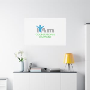 Inspirational wall art with "I Am Cooperation & Harmony" message for home decor.