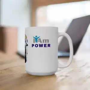 Empowering Black woman portrait on Trailblazer GPS ceramic mug, inspiring coffee cup for daily motiv.