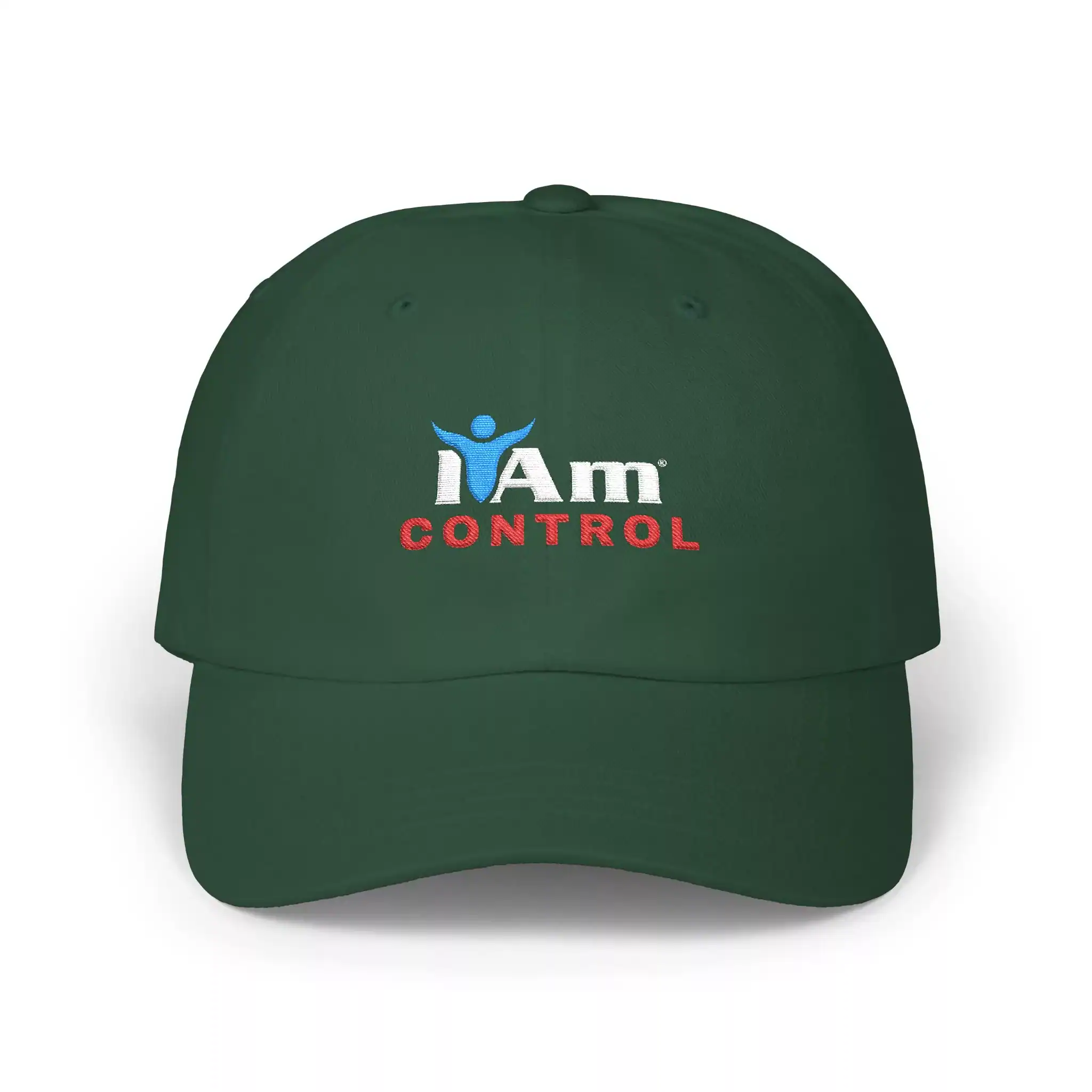 11325897819324684712_2048.webp Bold embroidered "I Am Control" logo on a stylish baseball cap, perfect for casual wear and brand pr.