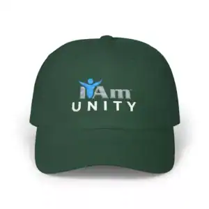 I Am Unity embroidered dad cap with logo, perfect for casual wear and promoting unity.