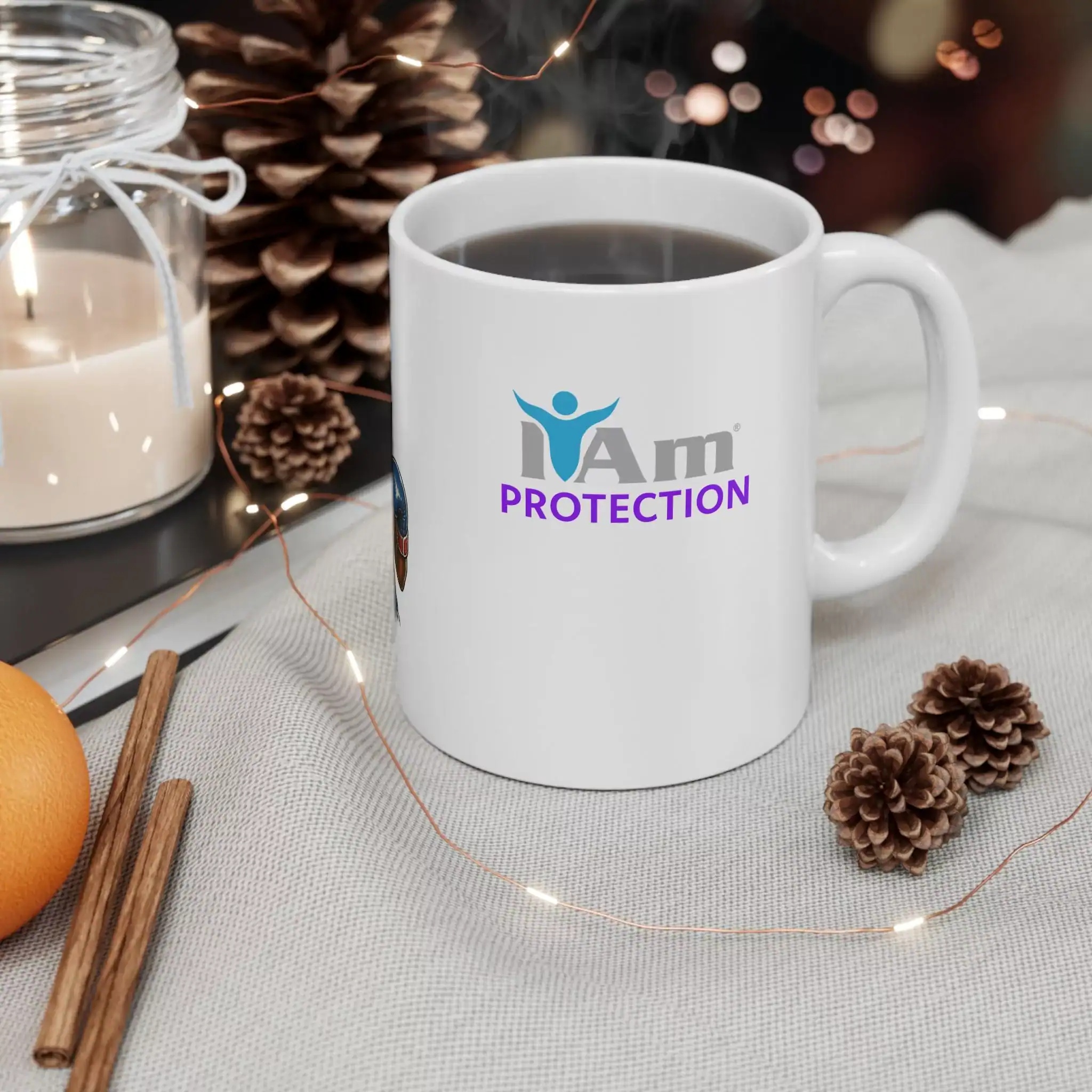 2236680550475525584_2048.webp Protective ceramic mug with "I Am Protection" logo, perfect for daily use and gifting.