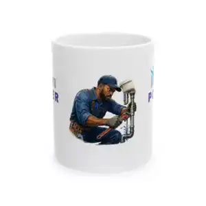 Proud plumber coffee mug with "I Am Power" and "Proud Plumber Power" design, 11oz/15oz.