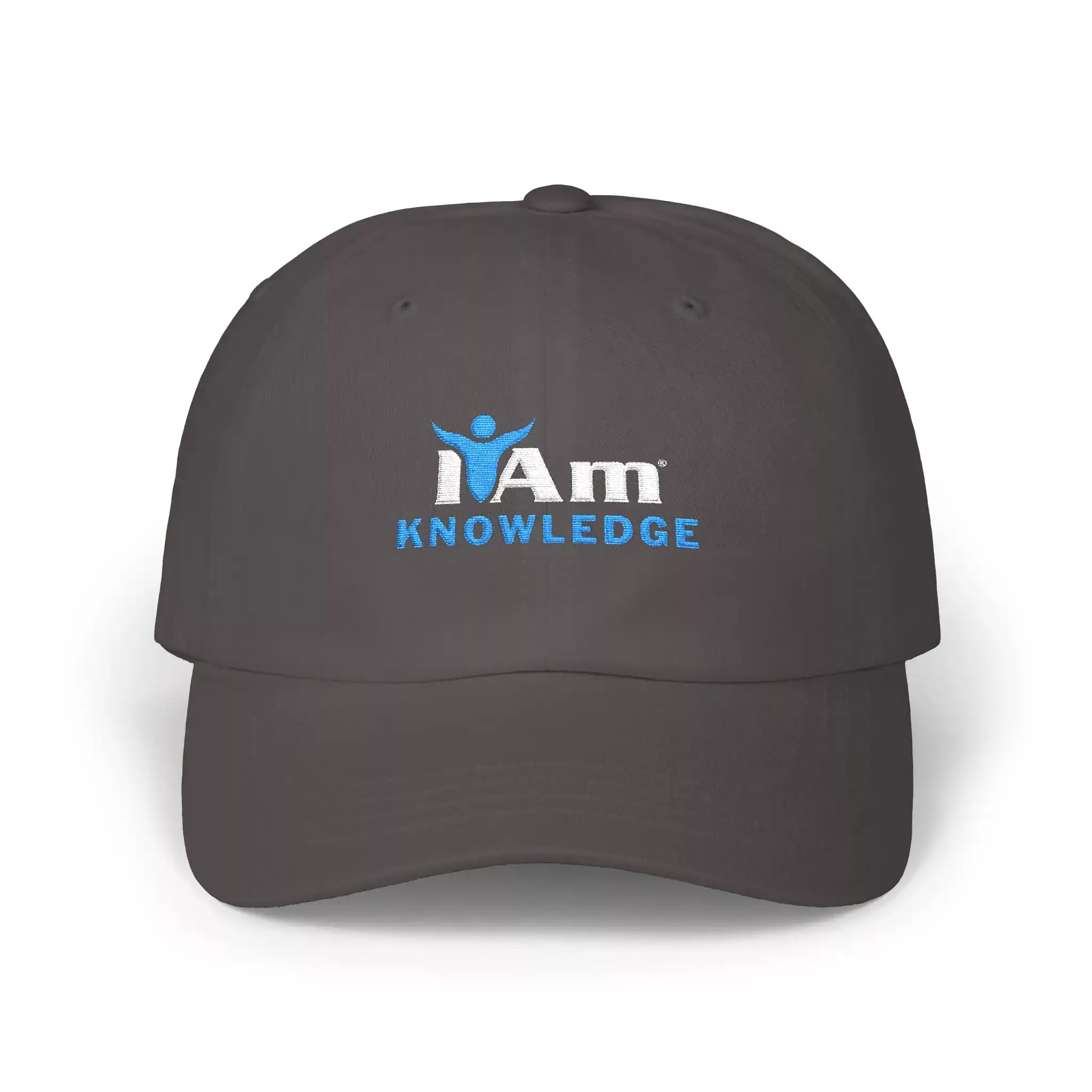 8008763778183808788_2048.webp Bold embroidered "Knowledge" logo baseball cap with adjustable strap, perfect for education enthusia.
