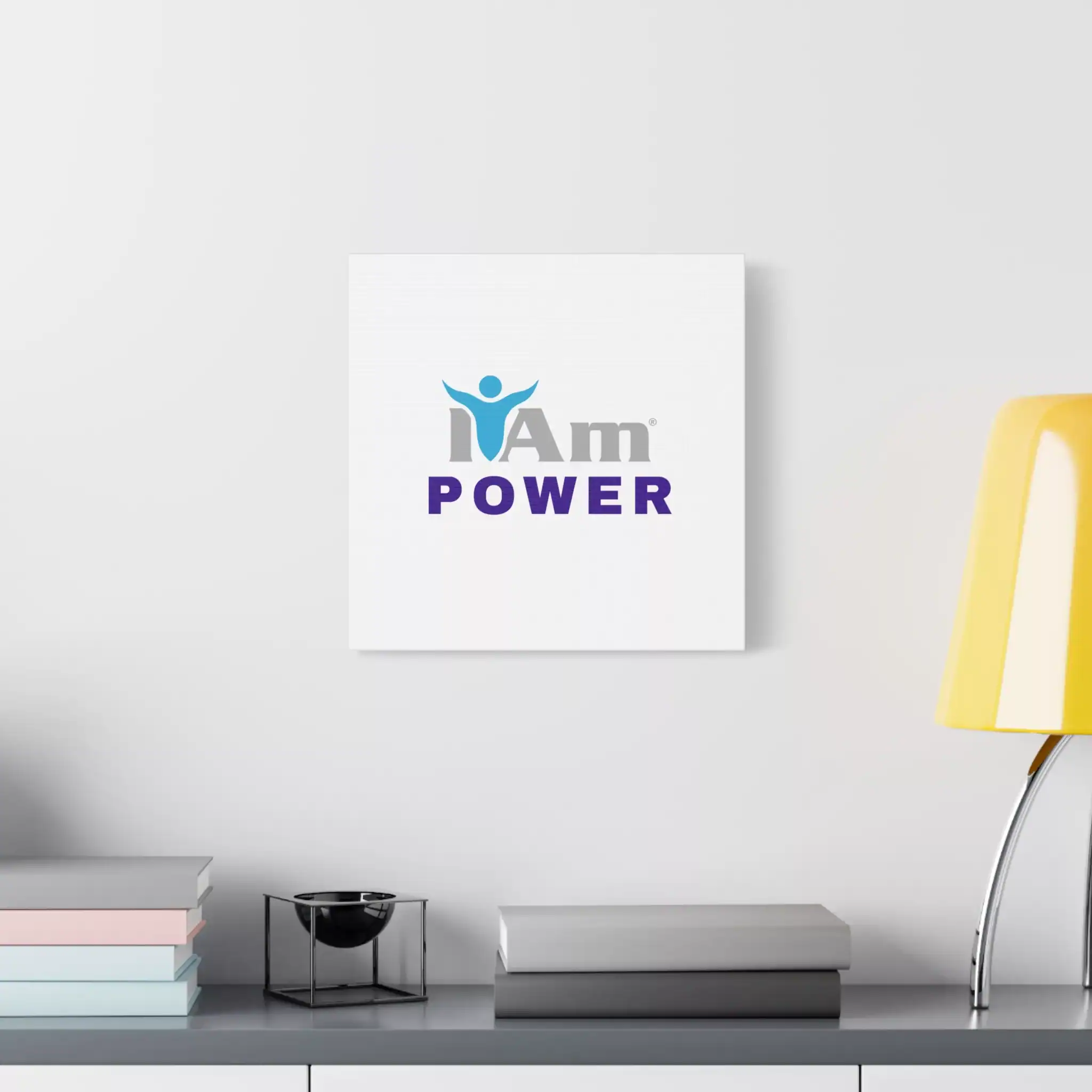 10151995673917357377_2048.webp Inspirational wall art with 'I Am Power' message on a white canvas.