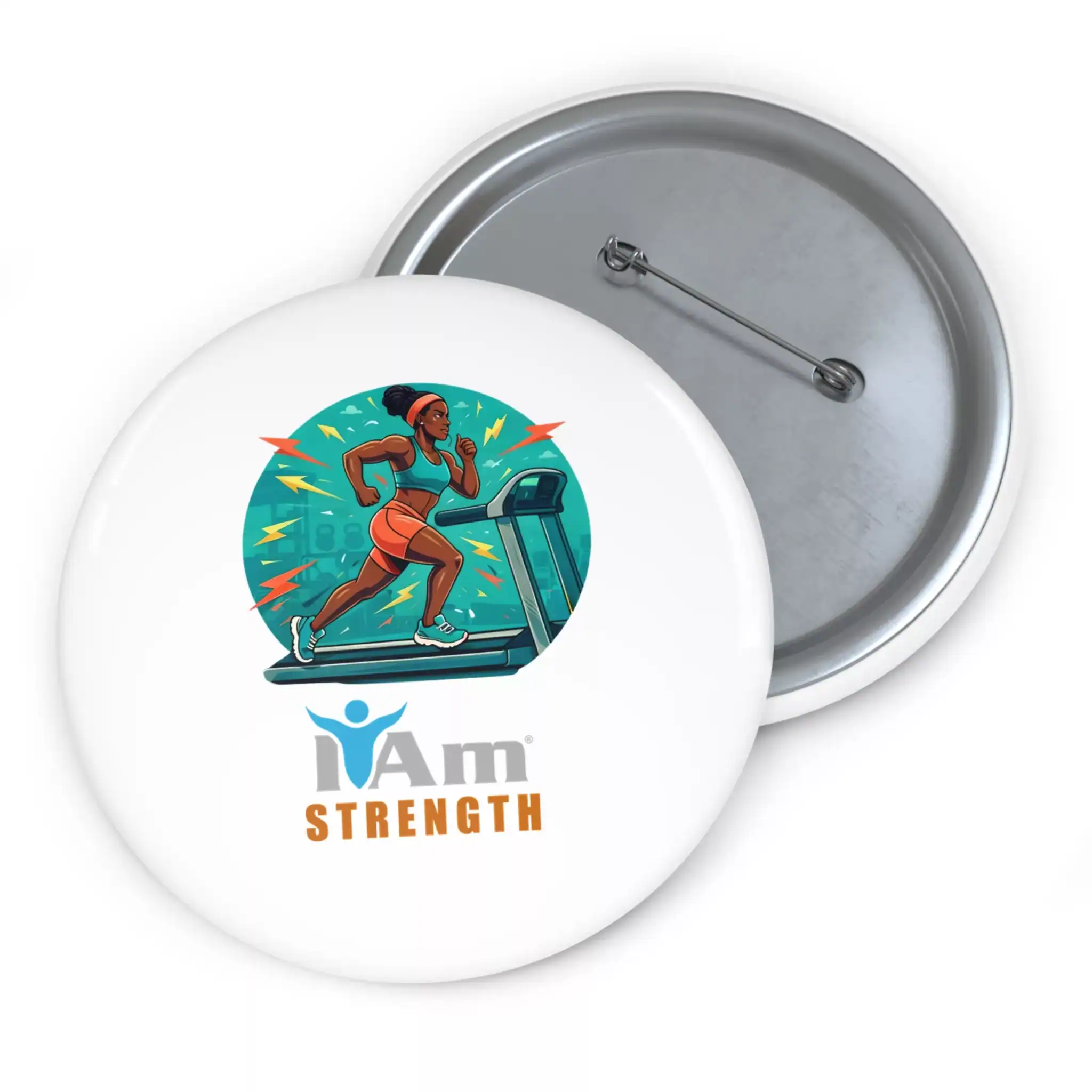 1015887705212747155_2048.webp Empowerment badge with a running woman and 'I Am Strength' text for health motivation.