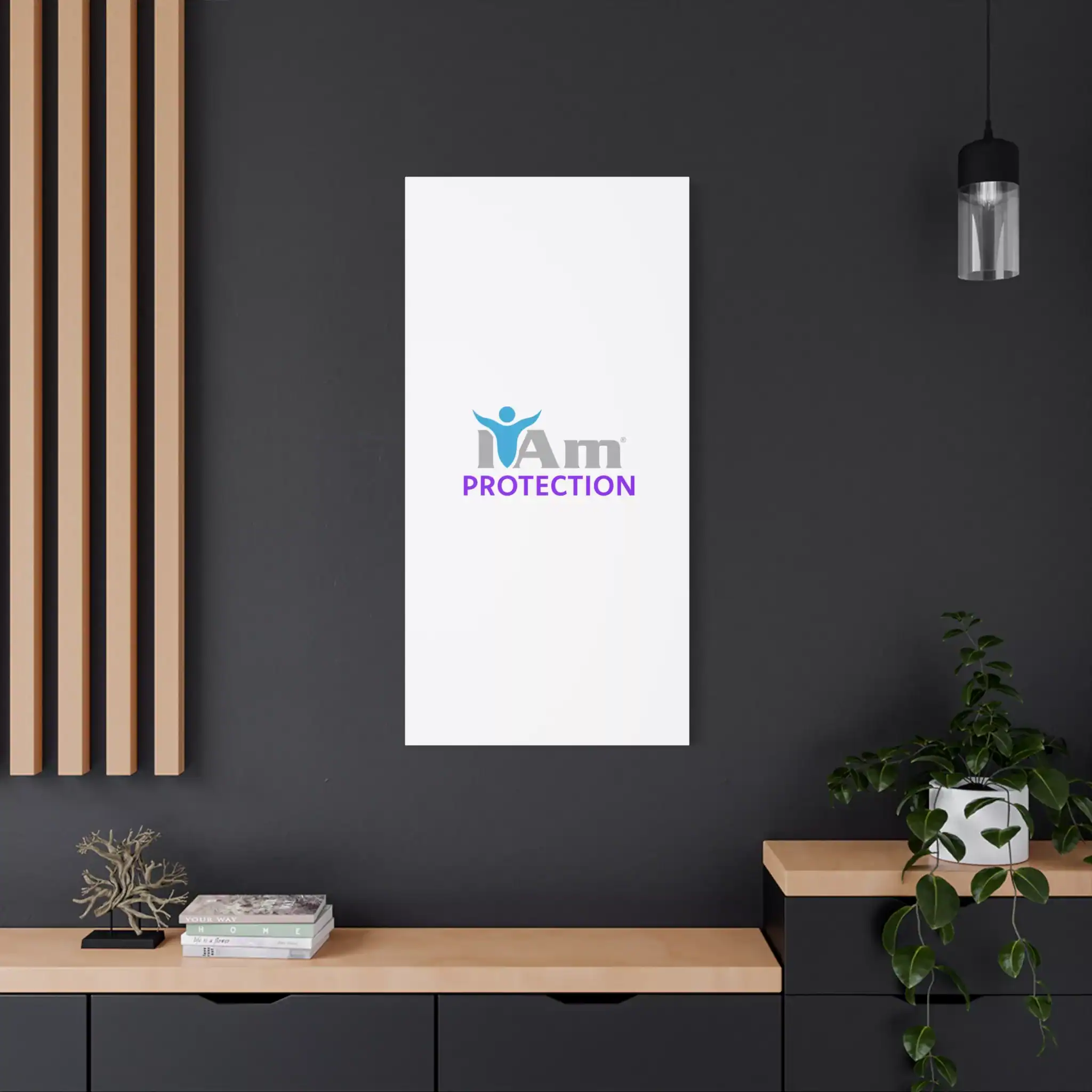 10706316909269229778_2048.webp Modern wall art with 'I Am Protection' message on a white canvas.