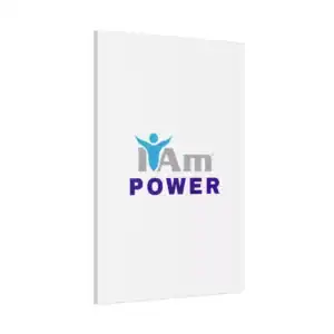 Inspirational wall art with 'I Am Power' message on a white canvas.