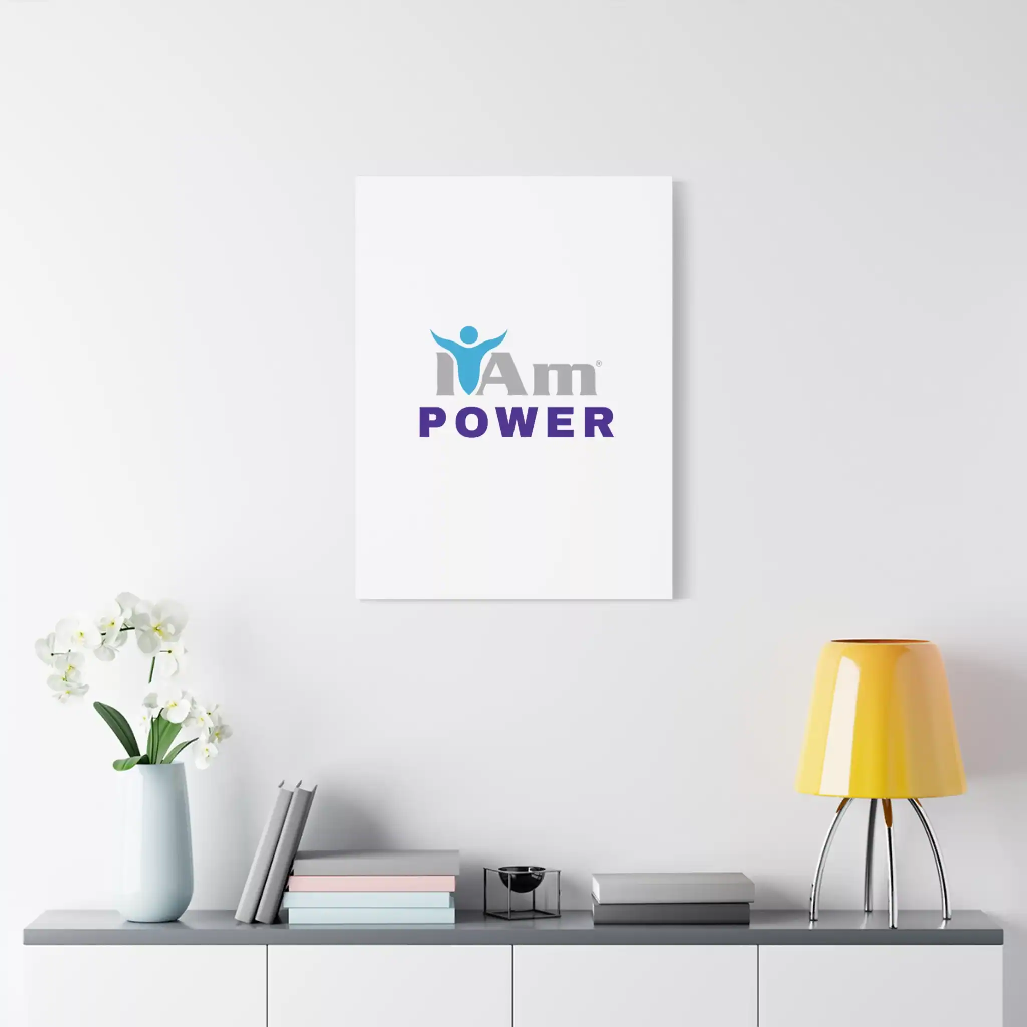 10788270581606912247_2048.webp Inspirational wall art with 'I Am Power' message on a white wall.