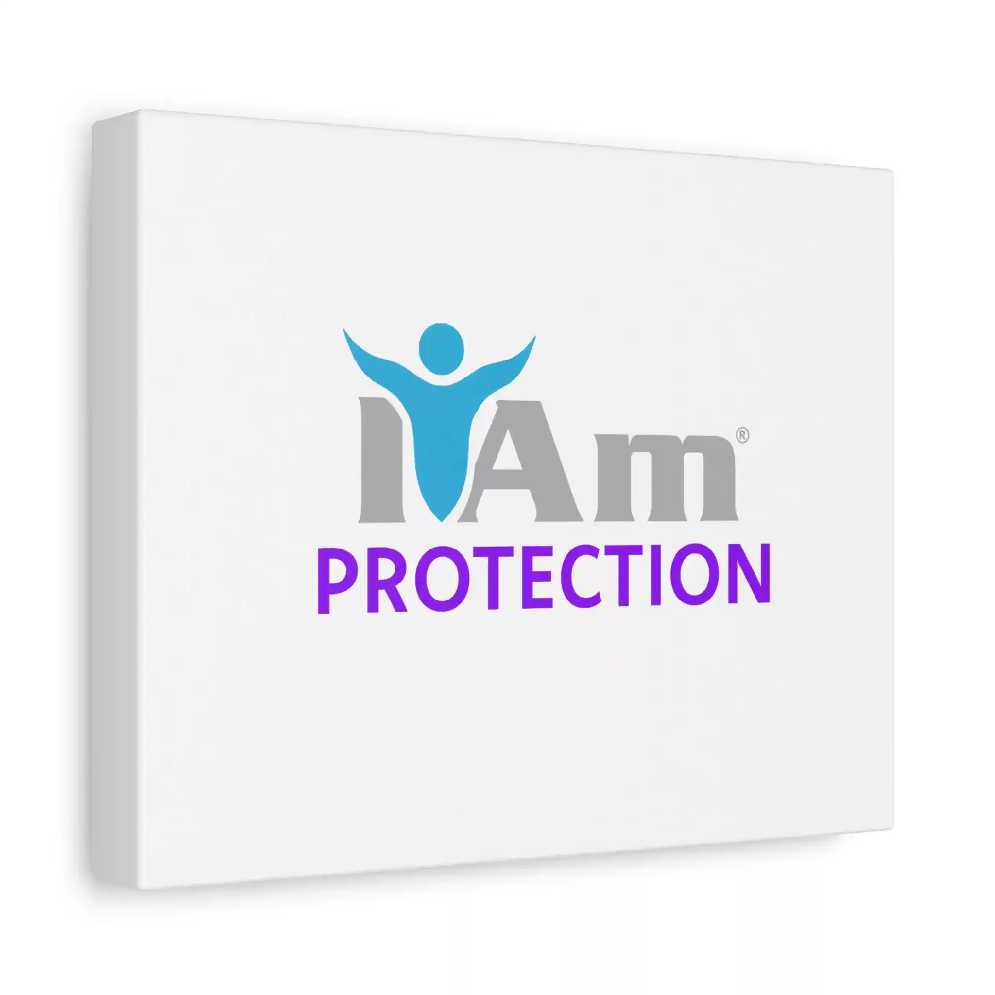 1096546532110879561_2048.webp Canvas wall art with 'I Am Protection' message and abstract figure design.