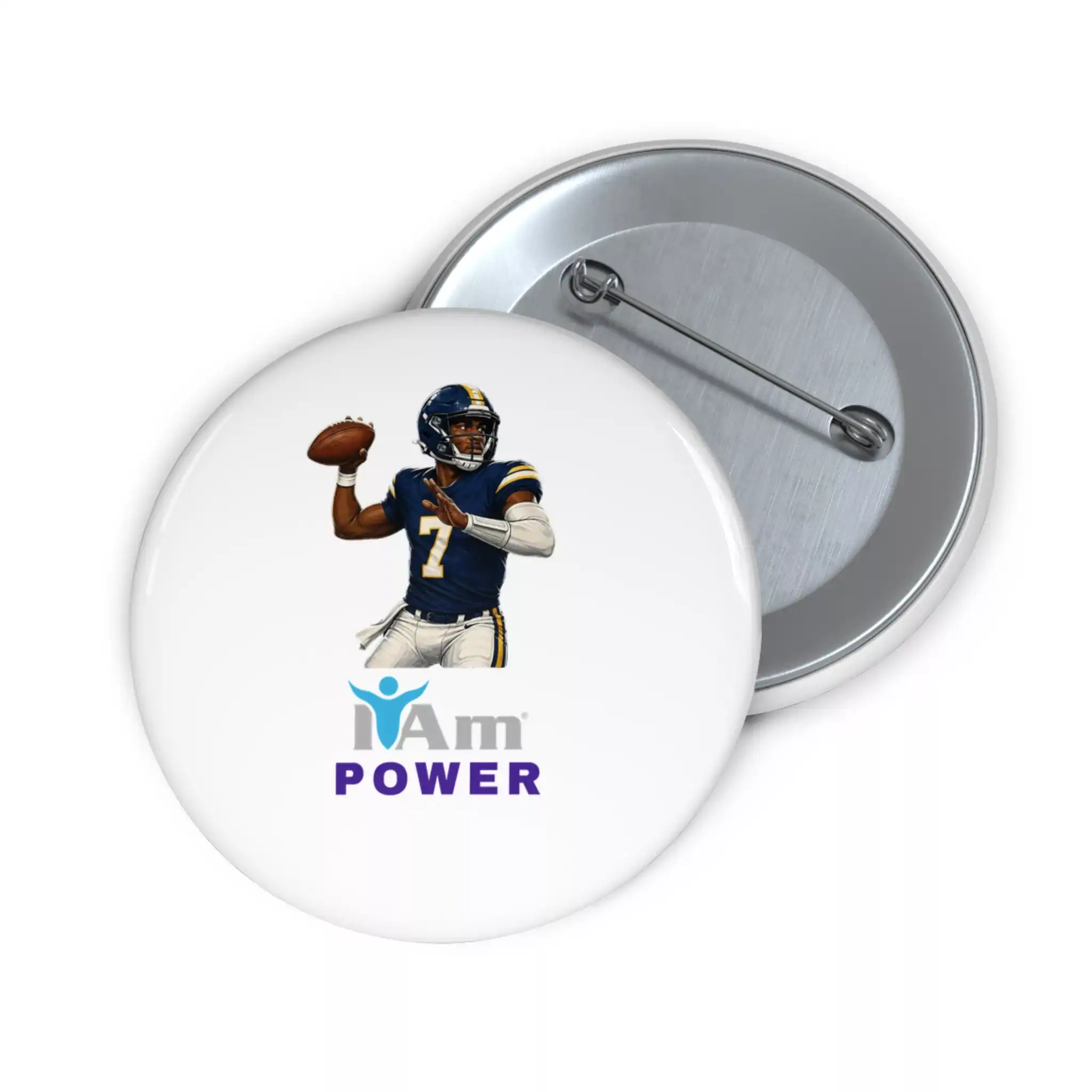 11060083209988783249_2048.webp Football player in uniform with 'I Am Power' badge for empowerment.