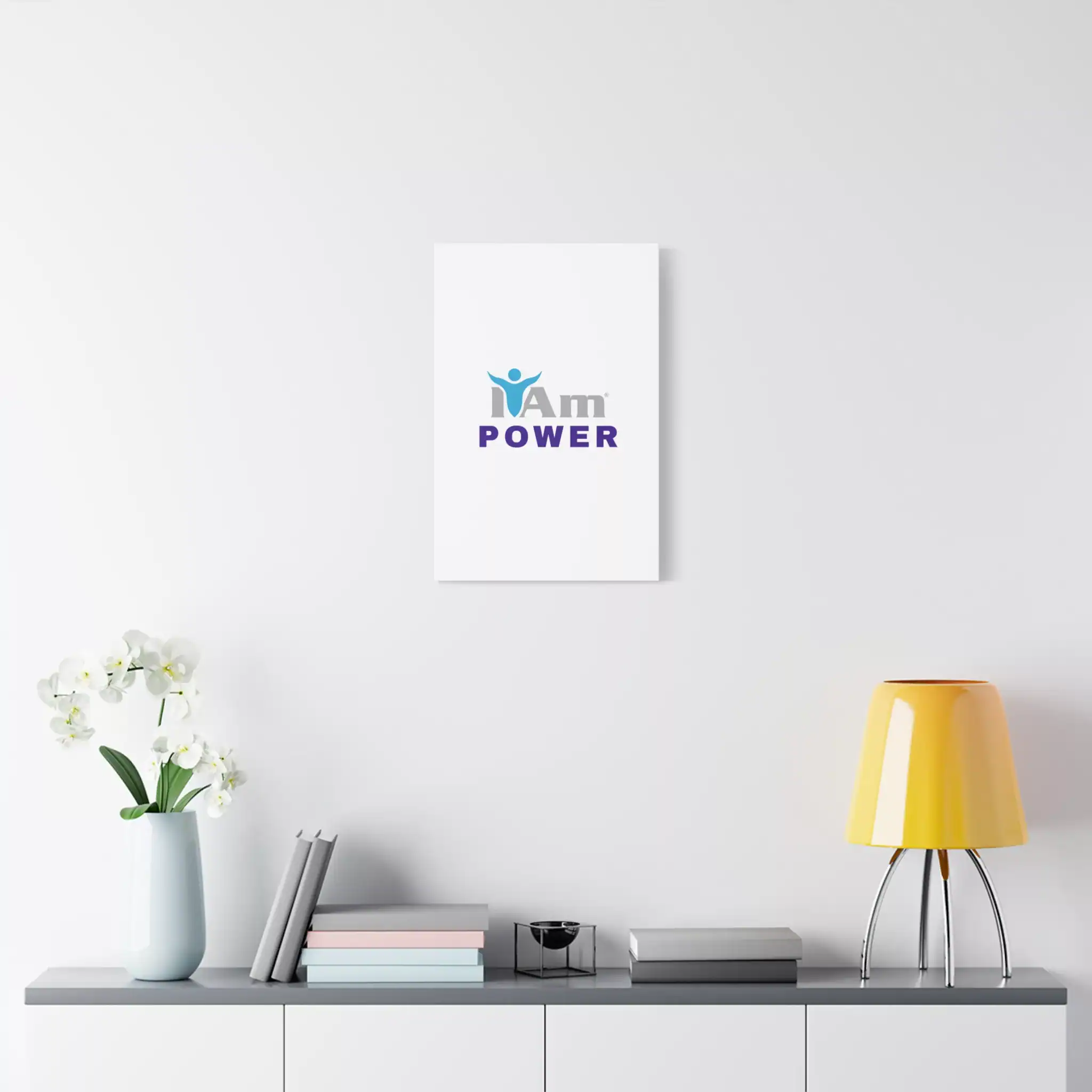 1120183594103586828_2048.webp Inspirational wall art with 'I Am Power' message on a white wall.