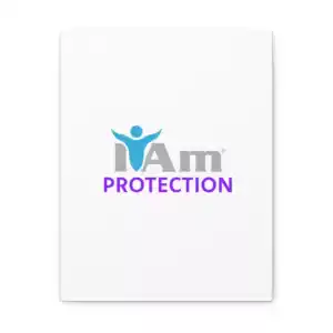 Inspirational wall art with 'I Am Protection' message and a human figure icon.