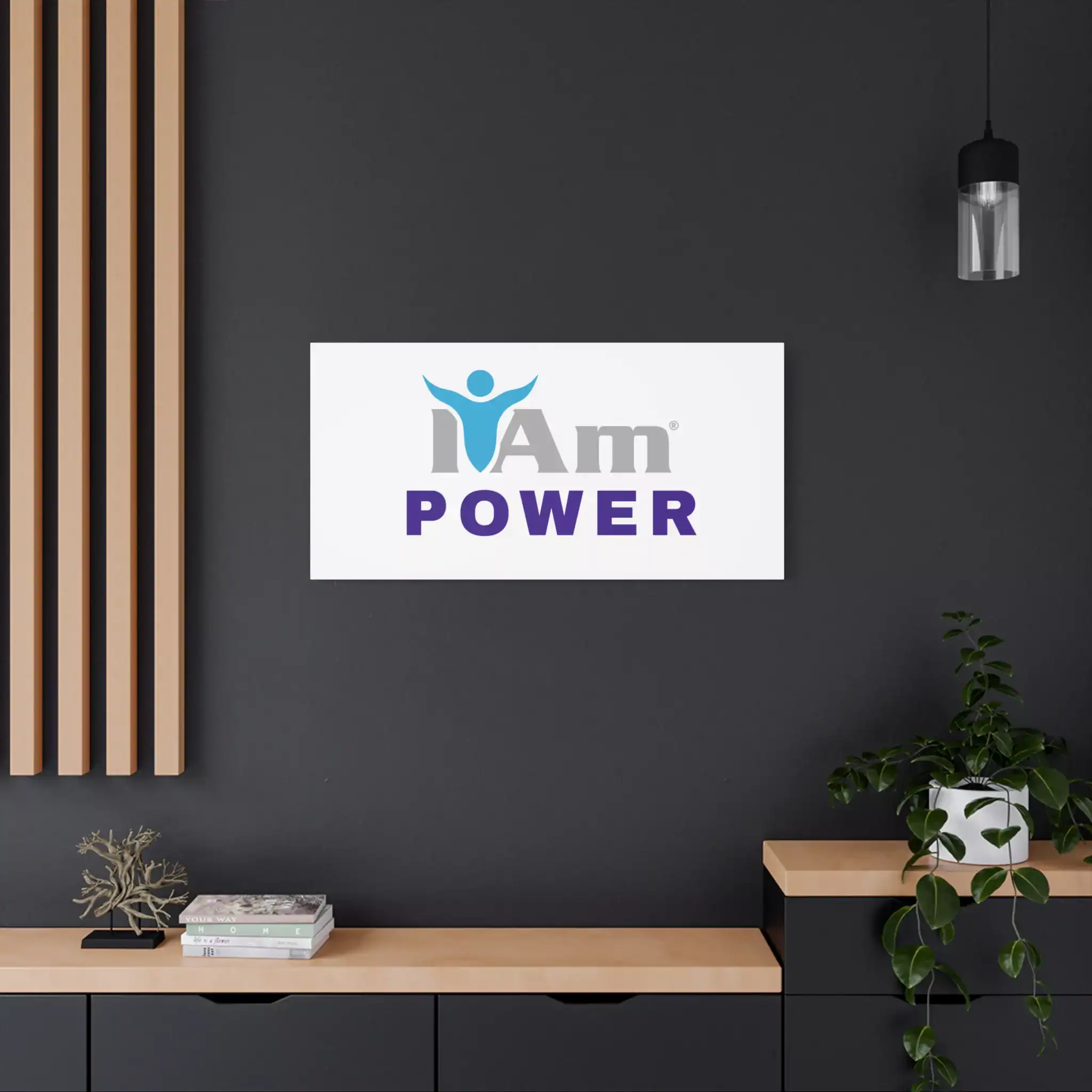 11558444166276686918_2048.webp Inspirational 'I Am Power' canvas wall art in modern office setting.