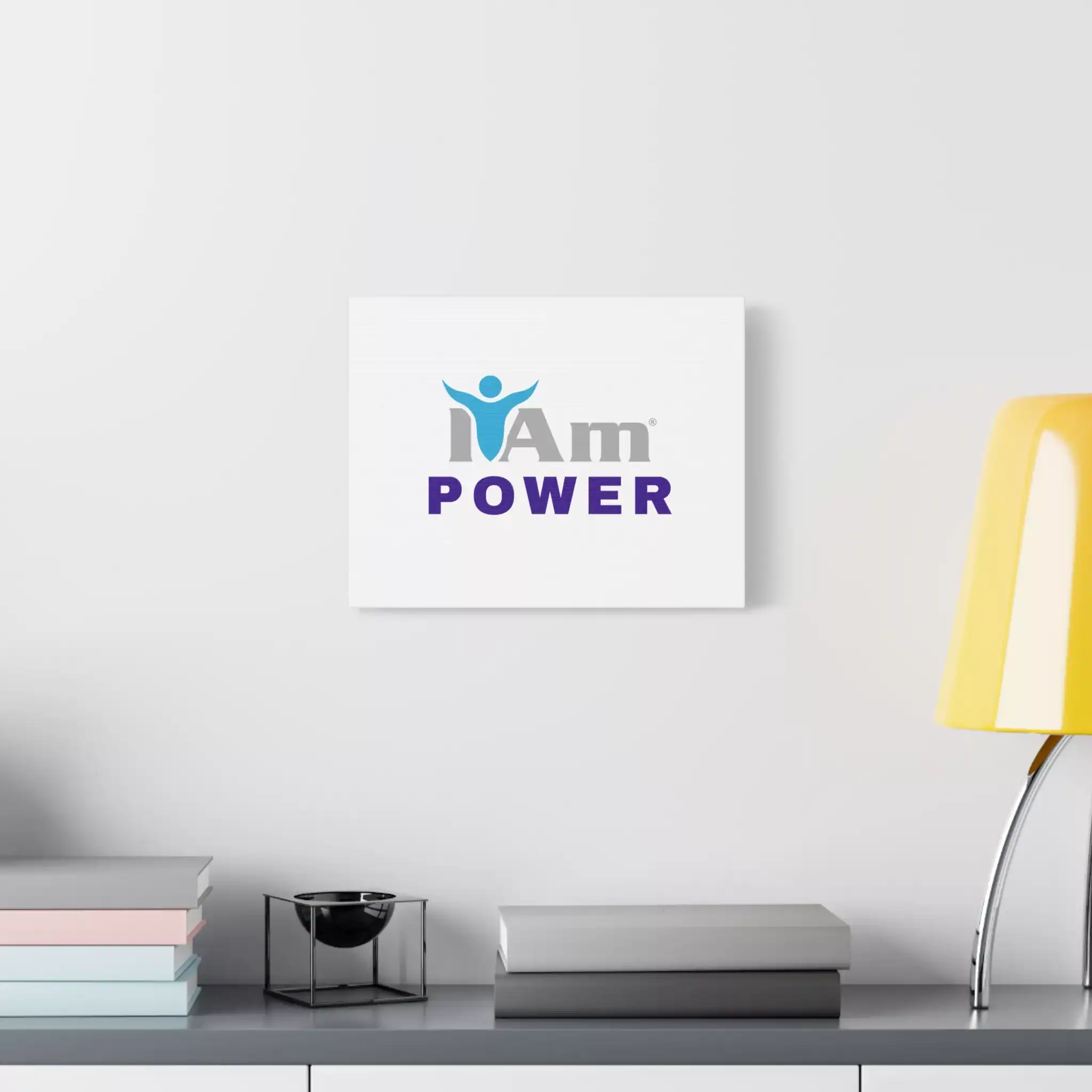 11645324449870159382_2048.webp Inspirational wall art with the phrase 'I Am Power' on a white canvas.