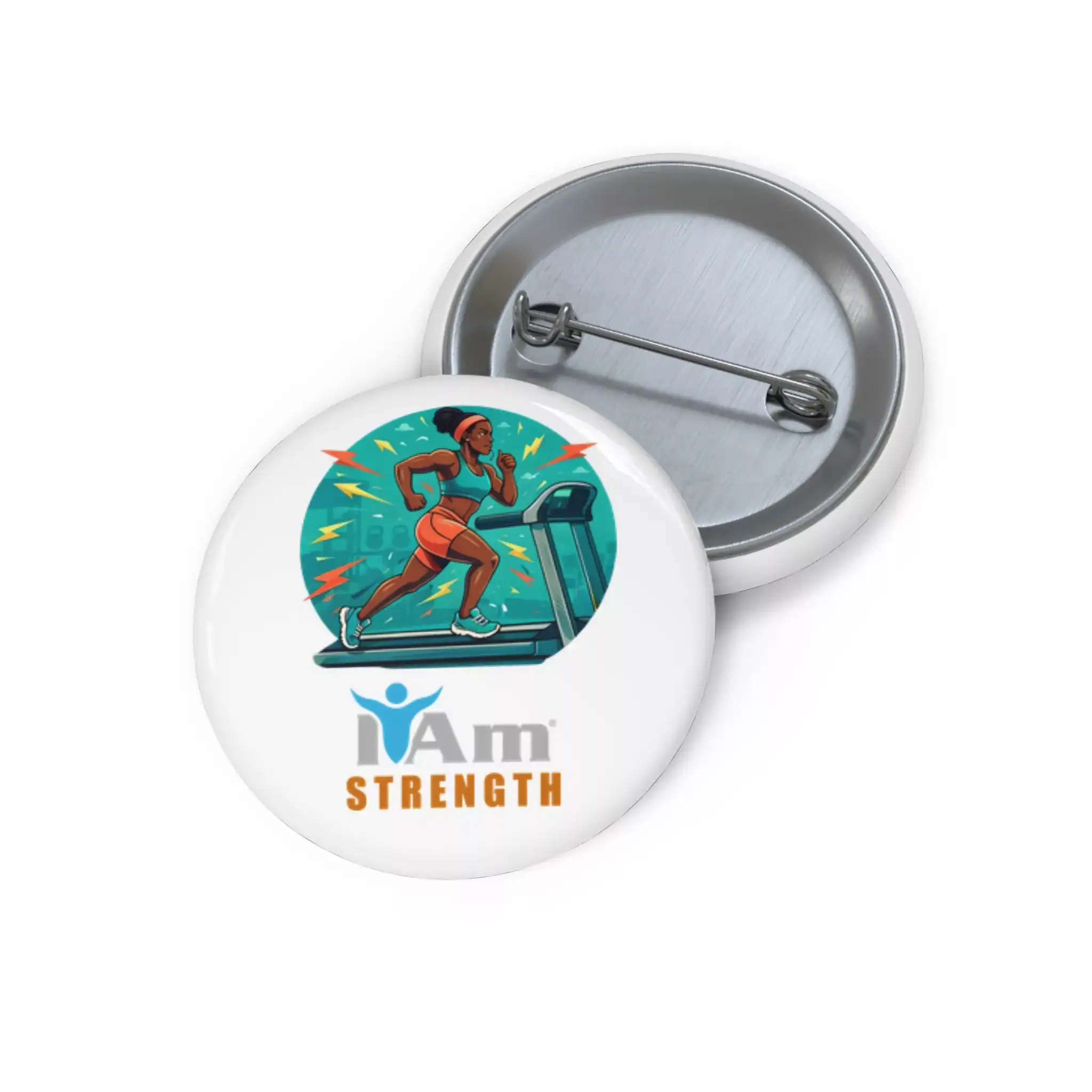 12247115527476931140_2048.webp Empowerment badge with a running woman and 'I Am Strength' text for health motivation.