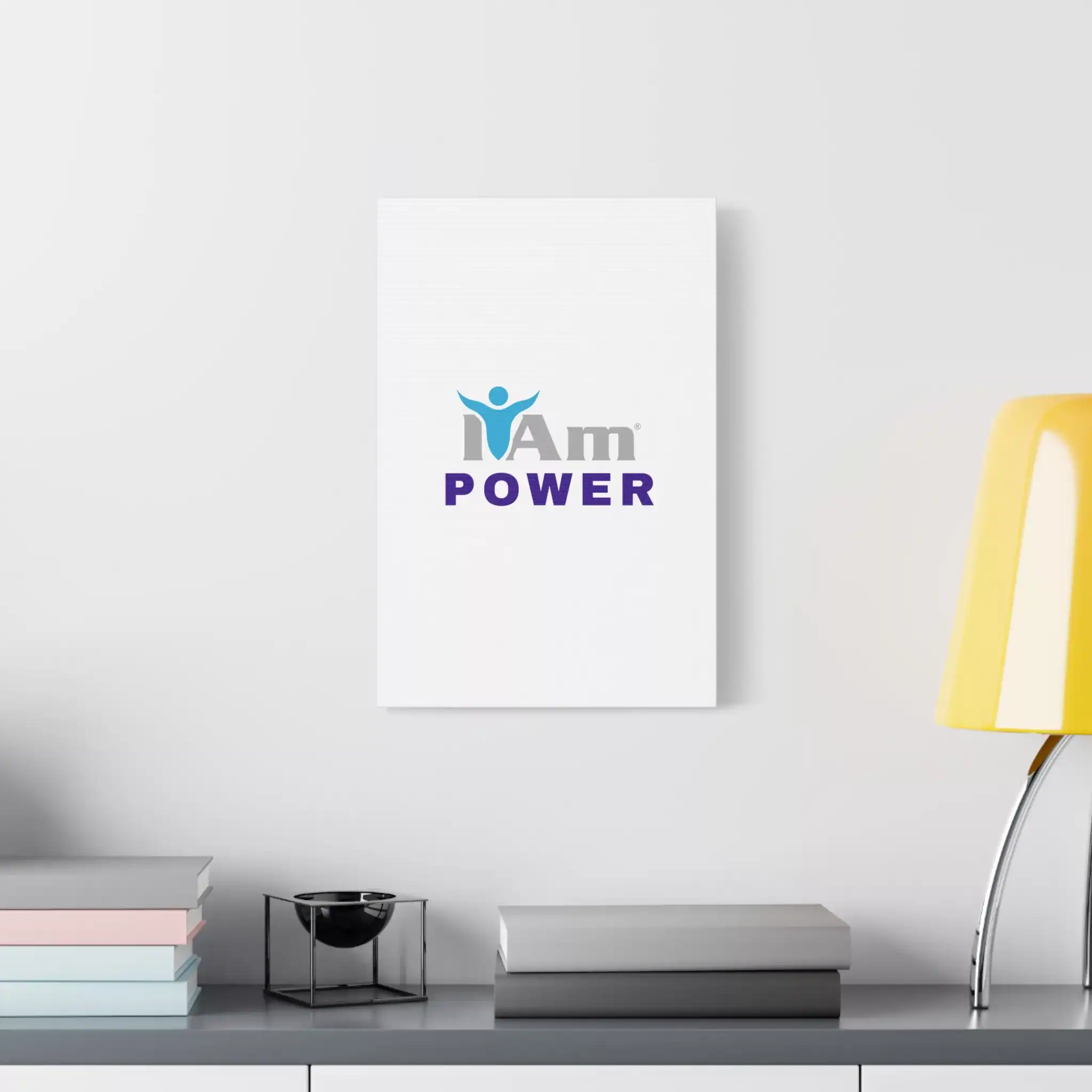12450054803129456175_2048.webp Inspirational wall art with 'I Am Power' message on a white canvas.