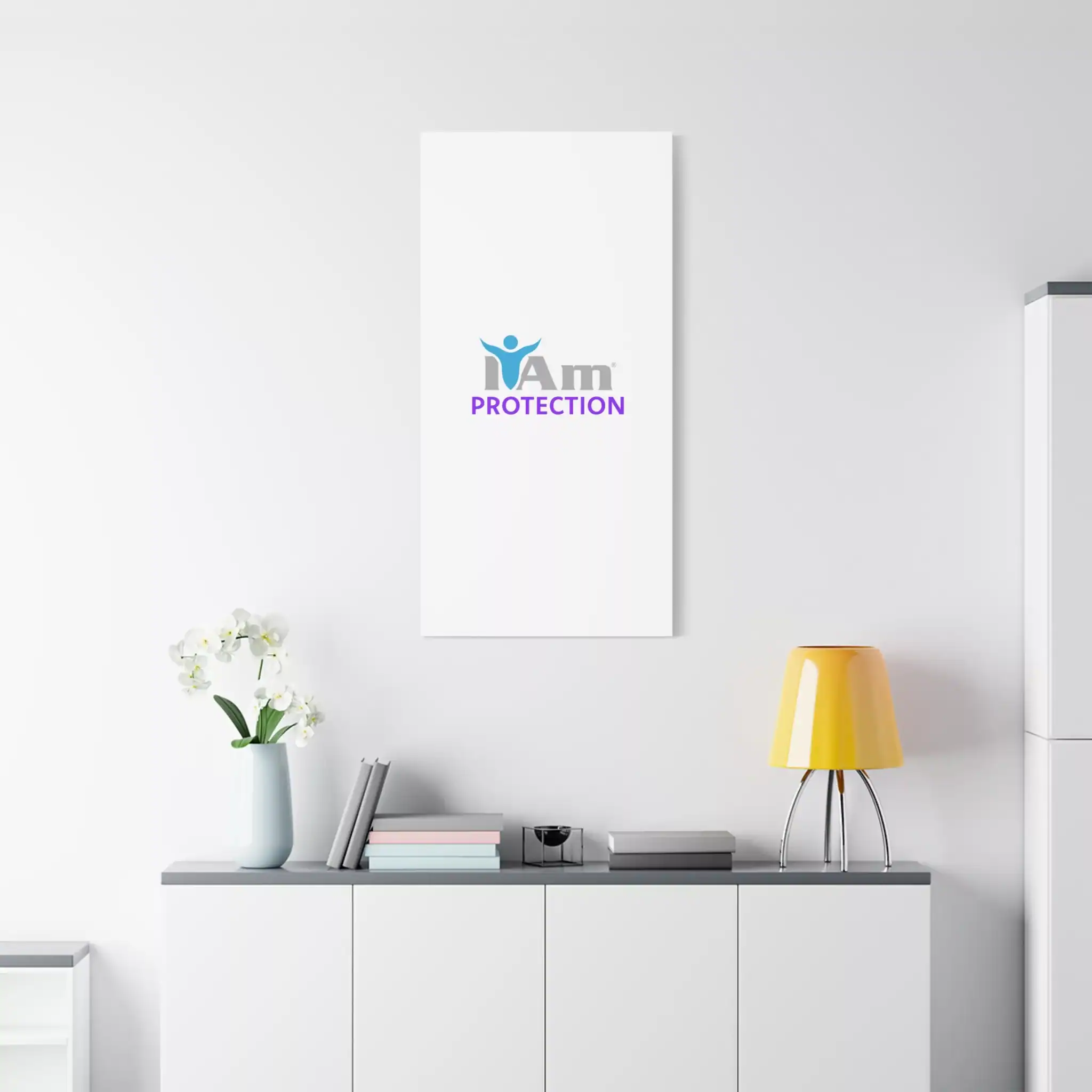 12565590614402411497_2048.webp Inspirational wall art with 'I Am Protection' message on a white wall.