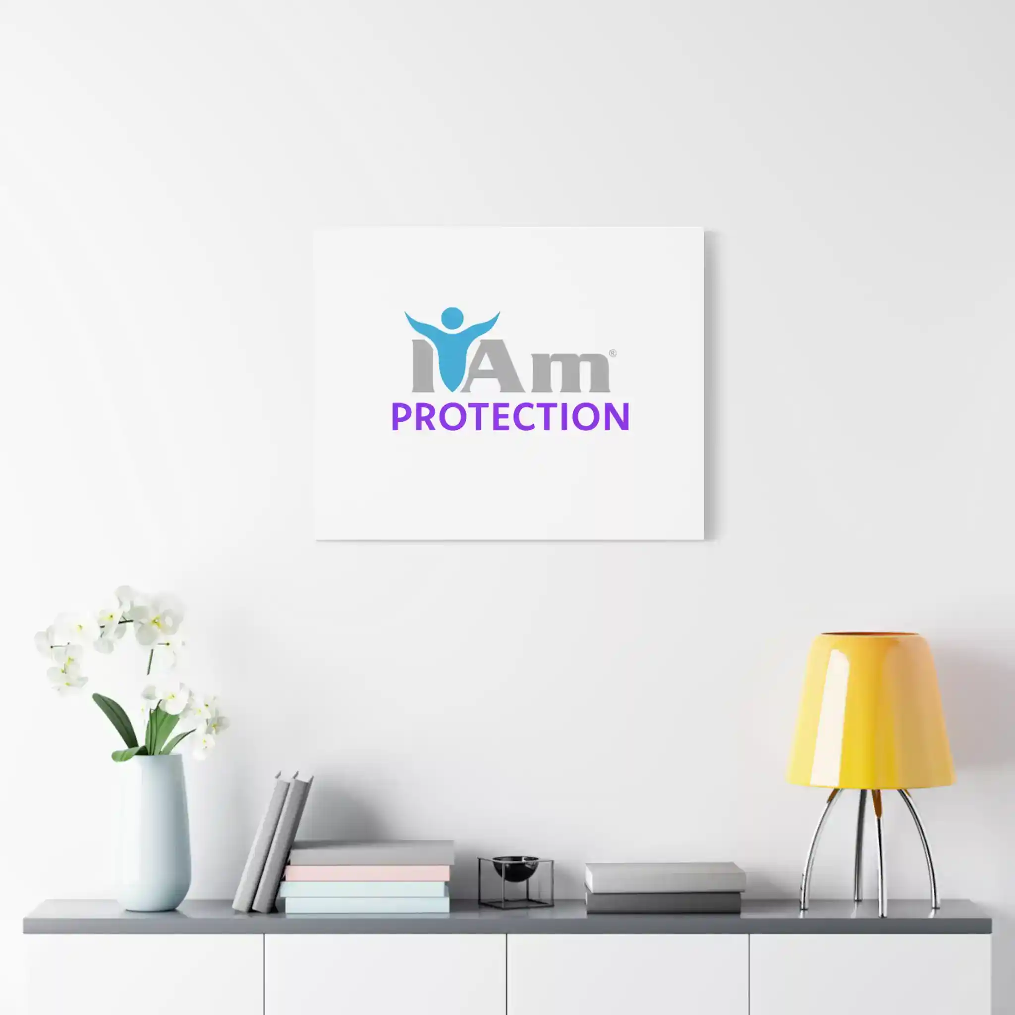 12758725998793763861_2048.webp Inspirational wall art with 'I Am Protection' message on a white wall.