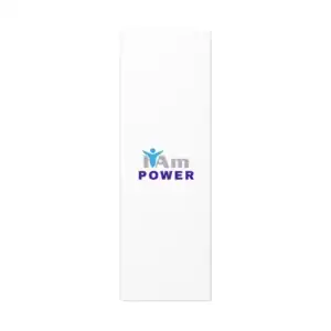 Inspirational wall art with 'I Am Power' message and a figure with raised arms.