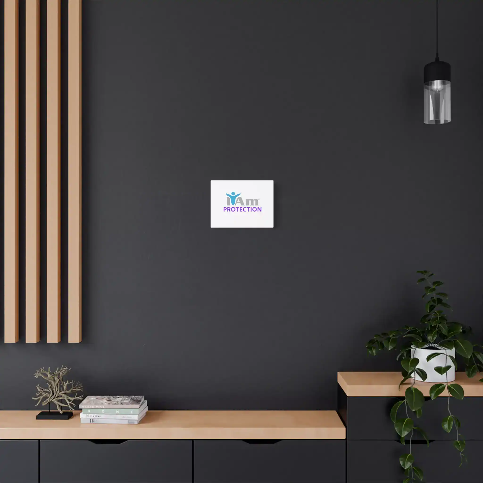 13191518894337799763_2048.webp Minimalist wall decor with 'I Am Protection' canvas art in modern interior.