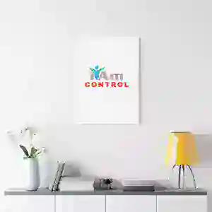 Inspirational wall art with 'I Am Control' message in modern home decor setting.