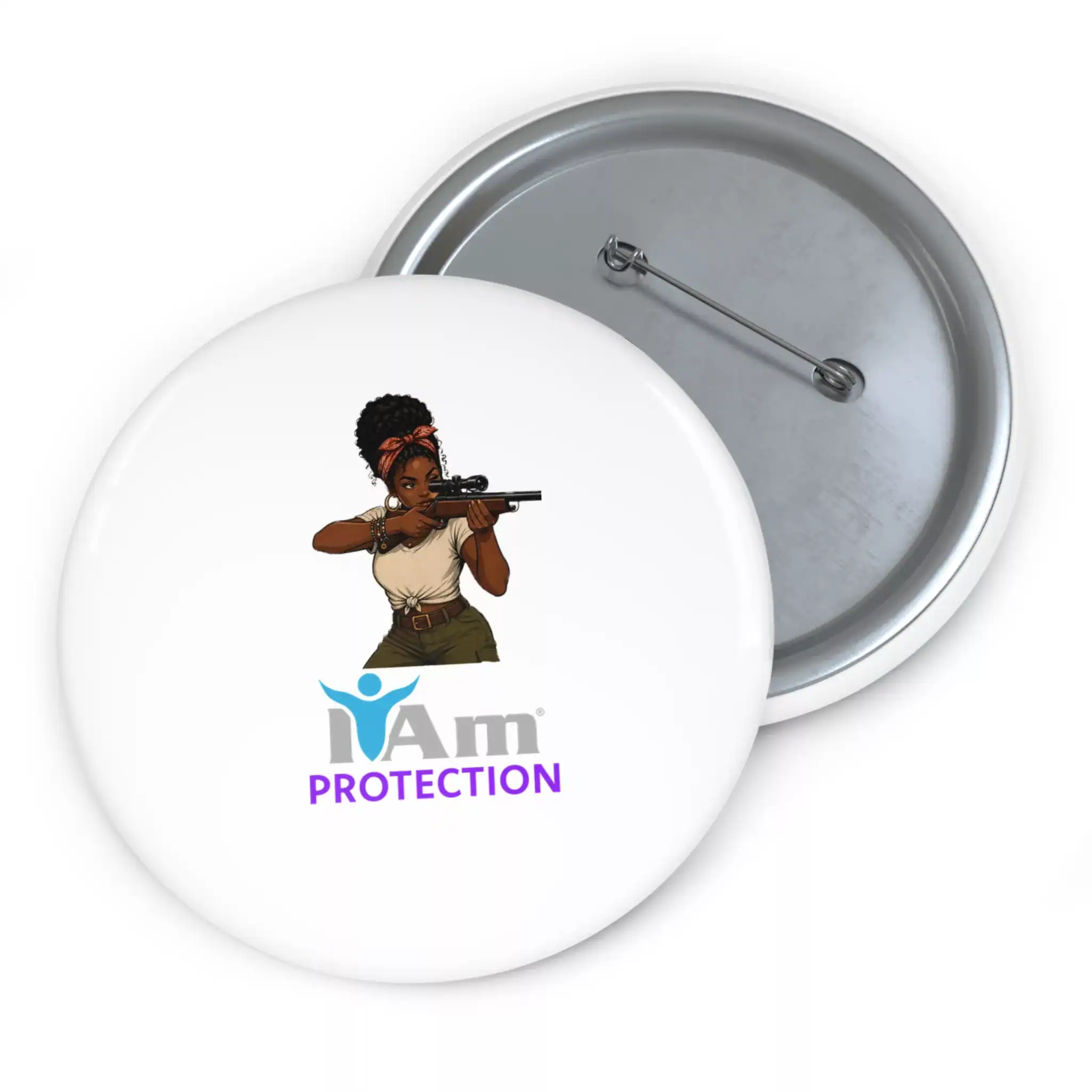 1366027920288854331_2048.webp Empowerment badge with a woman aiming a rifle, symbolizing protection and advocacy.