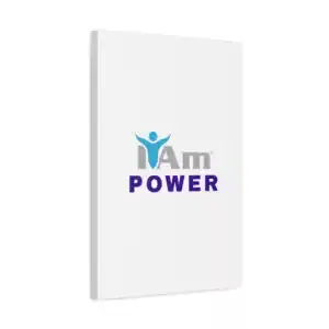 Inspirational wall art with 'I Am Power' message on a white canvas.