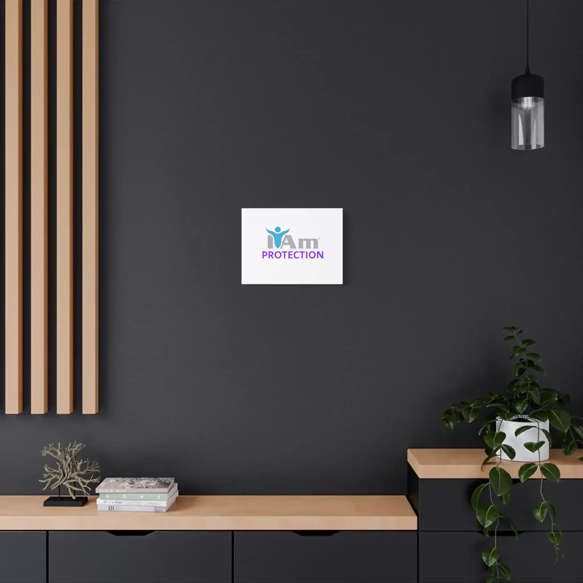 14014794231646342806_2048.webp Modern interior with 'I Am Protection' canvas wall art and minimalist decor.