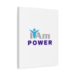 Inspirational wall art with 'I Am Power' message and figure design.