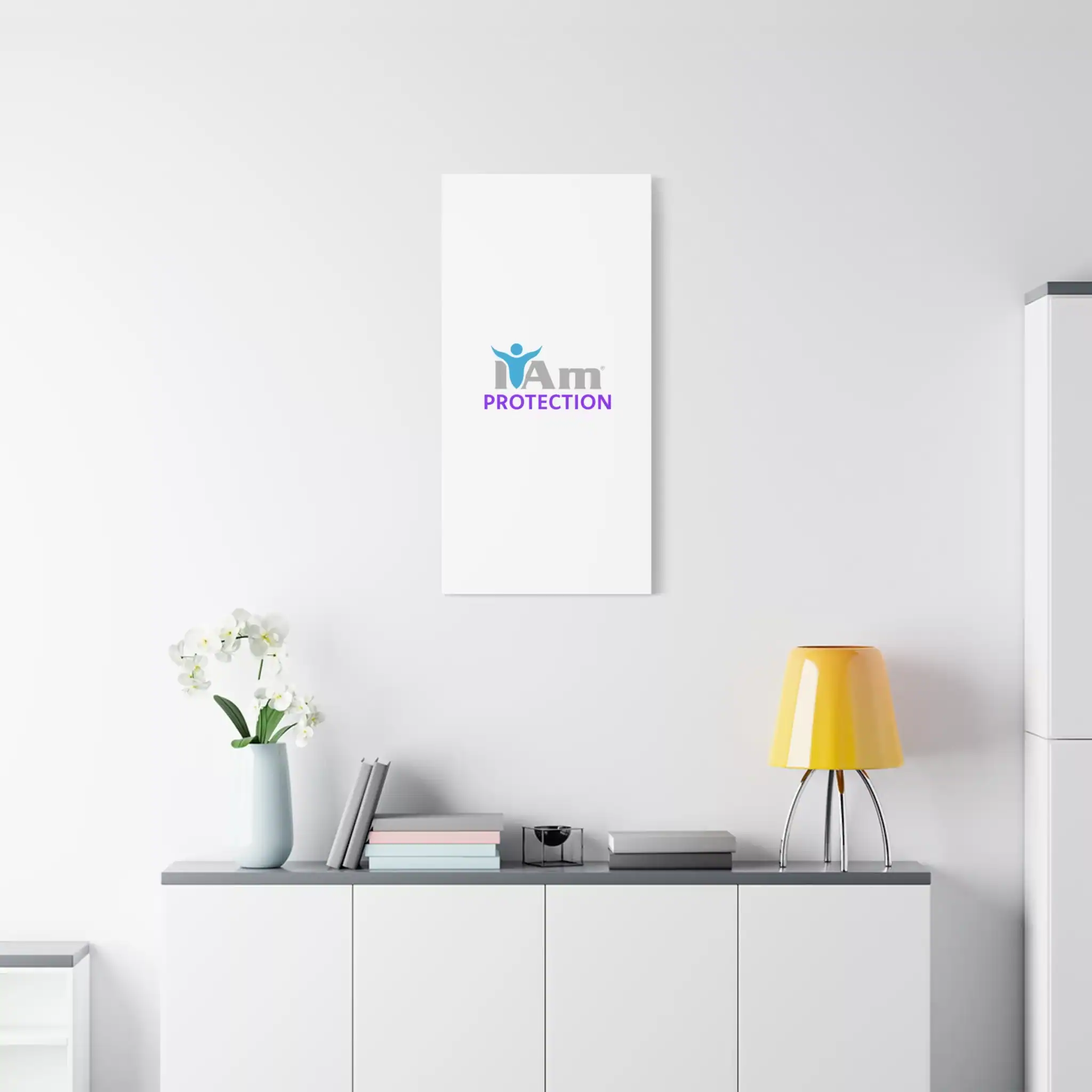 14127114745073030888_2048.webp Minimalist wall art with 'I Am Protection' message in a modern home decor setting.
