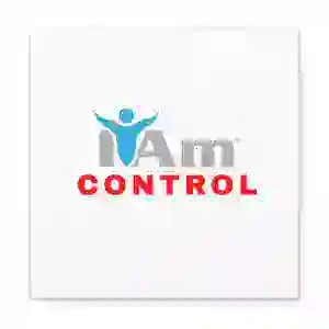 Inspirational wall art with 'I Am Control' message and human figure design.