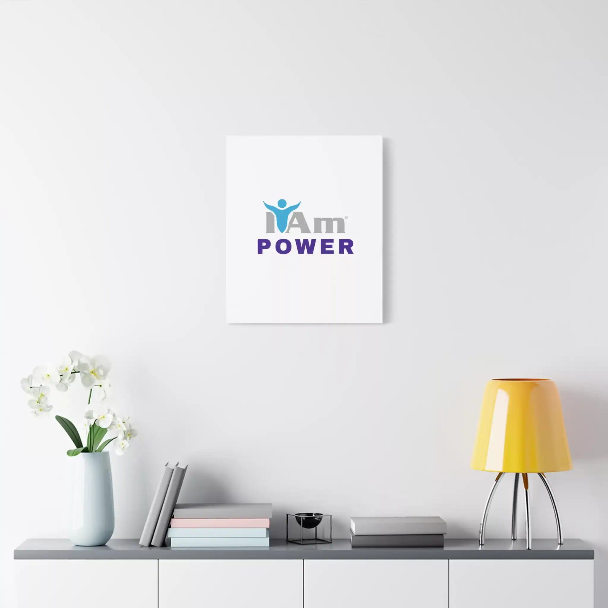 14858295096228027472_2048.webp Inspirational wall art with 'I Am Power' message on a white wall.