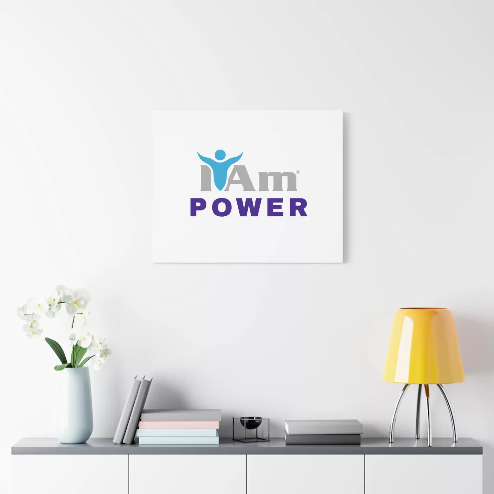15014994476820935047_2048.webp Inspirational wall art with 'I Am Power' message on a white wall.
