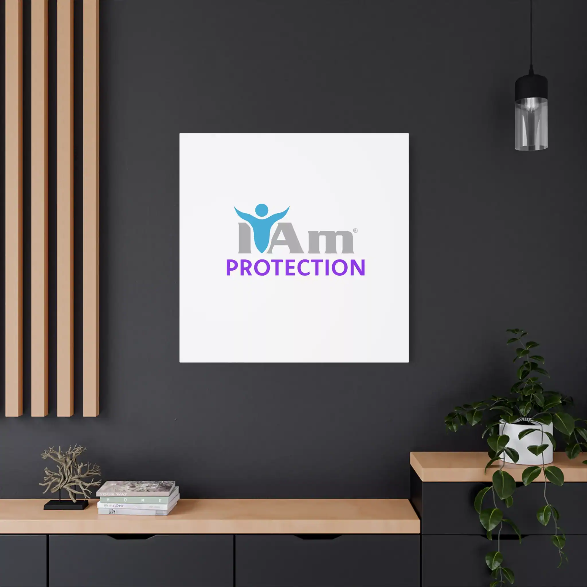 15543467247532001253_2048.webp Inspirational wall art with 'I Am Protection' message on a white canvas.
