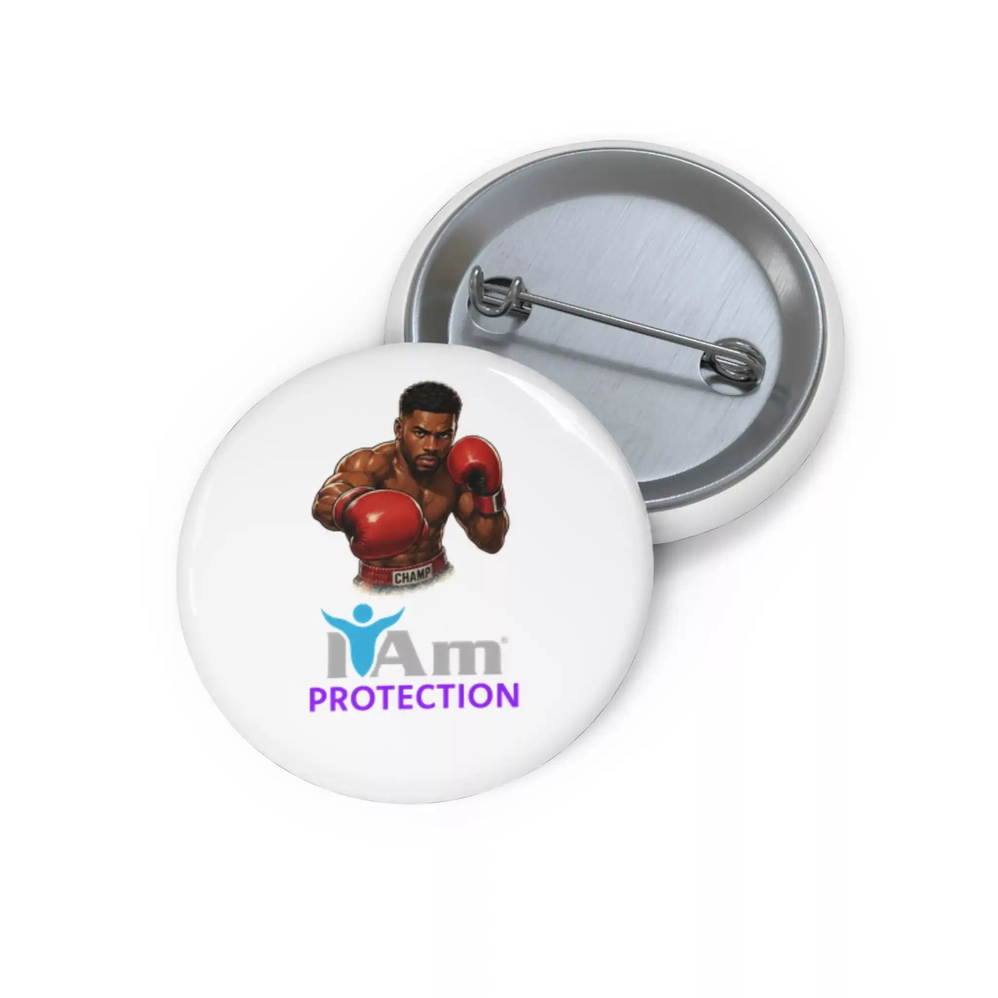 15945130019175055048_2048.webp Empowerment badge with boxer image and protection message for fighters and advocates.