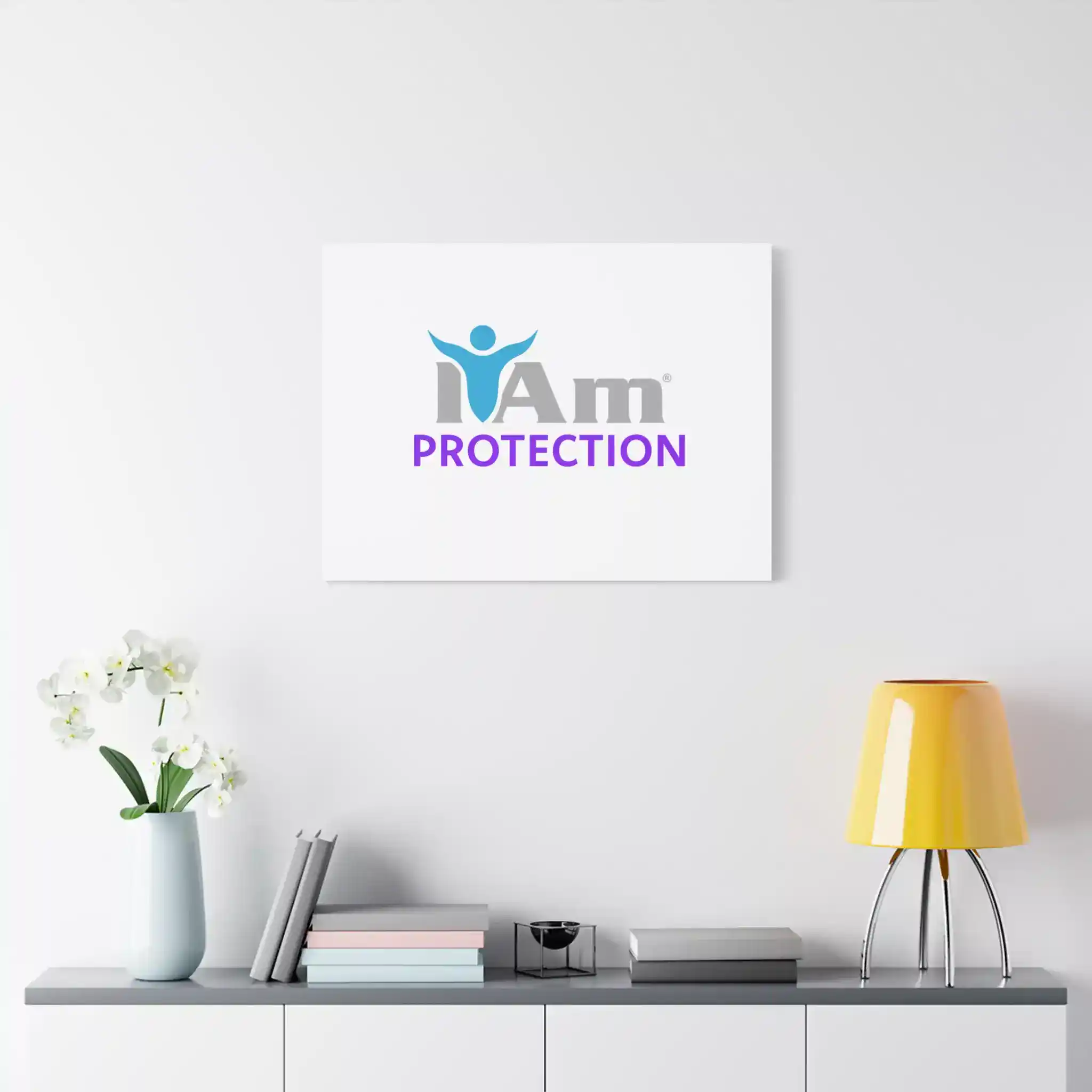 16301691004867355854_2048.webp Inspirational wall art with 'I Am Protection' message on a white wall.