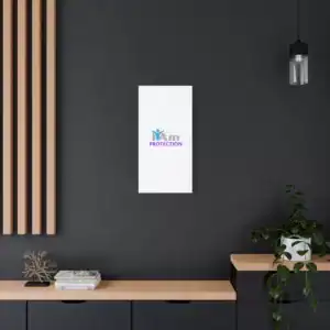 Modern wall art with 'I Am Protection' message in a stylish interior setting.