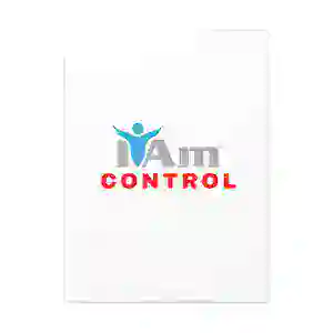 Inspirational wall art with 'I Am Control' message and human figure design.