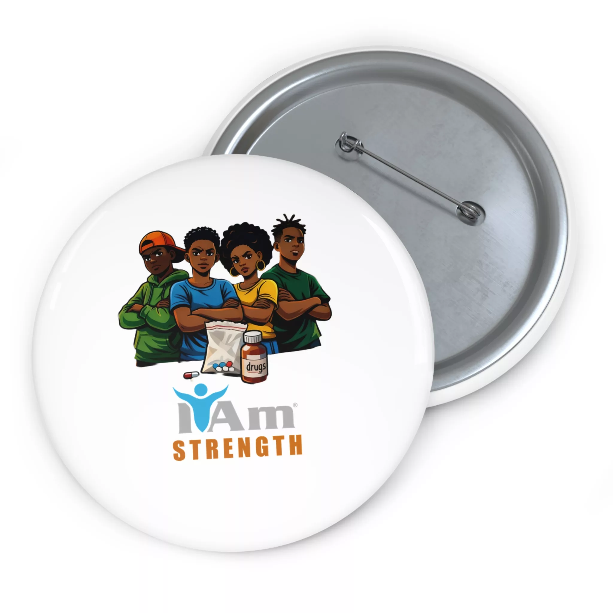 16969469740405250279_2048.webp Empowerment badge with diverse youth and drug prevention message.