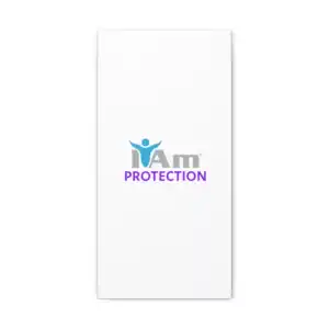 I Am Protection logo on a white canvas wall art piece.
