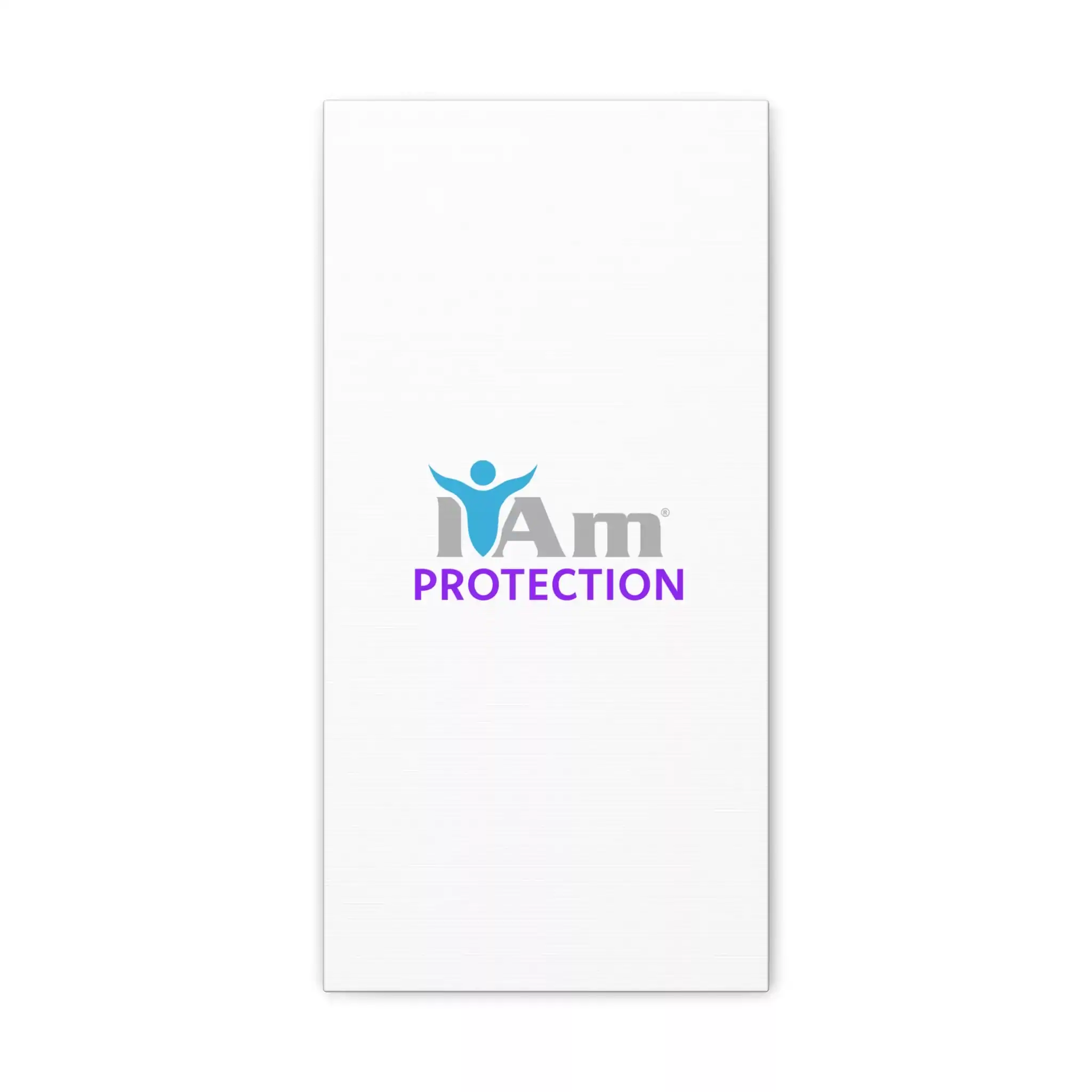 17296268011462411074_2048.webp I Am Protection logo on a white canvas wall art piece.