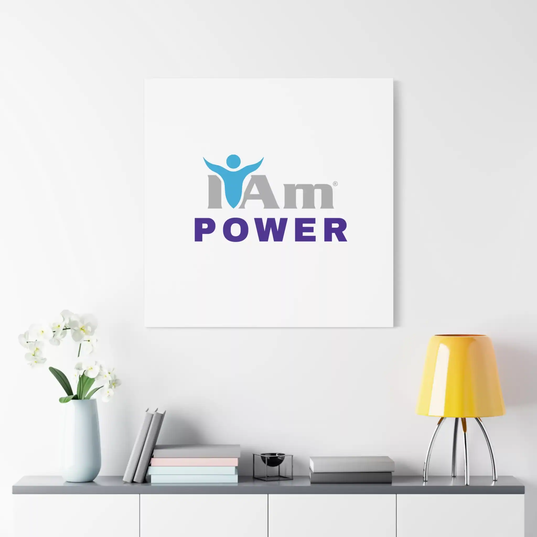 17300289697140091273_2048.webp Inspirational wall art with 'I Am Power' message on a white canvas.