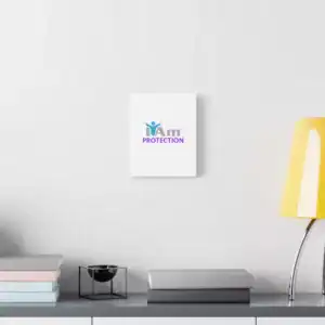 Inspirational wall art with 'I Am Protection' message on a white wall.