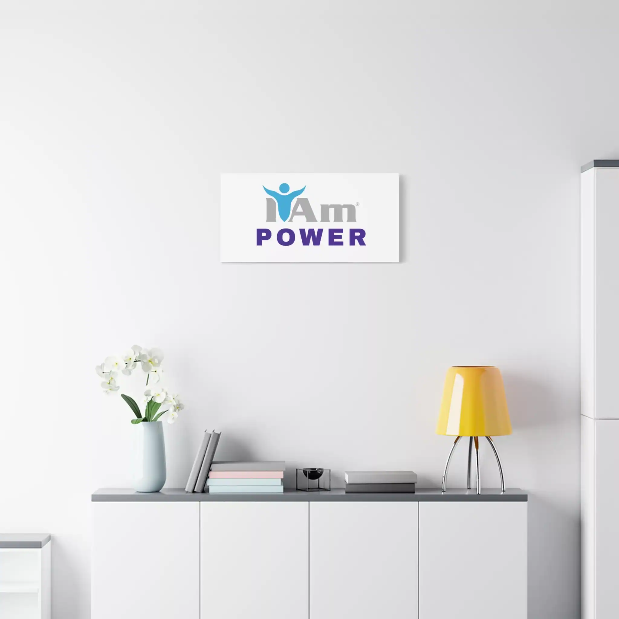 17779537405107235517_2048.webp Inspirational wall art with 'I Am Power' message on a white wall.