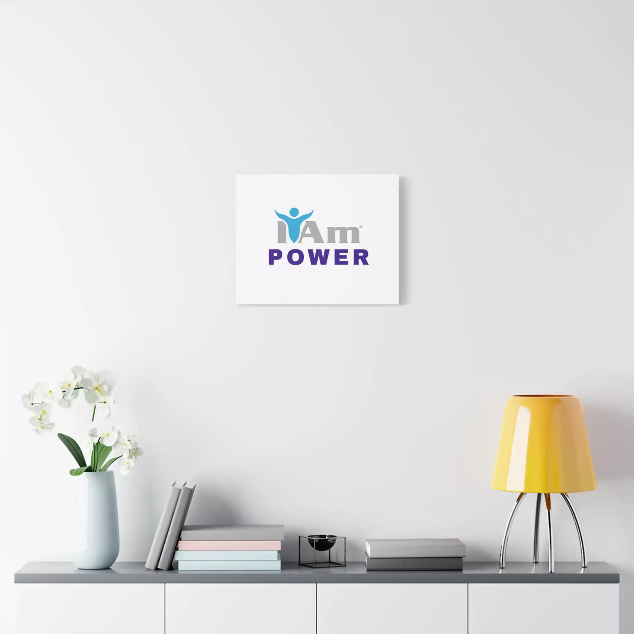 17977857347946576596_2048.webp Inspirational wall art with 'I Am Power' message on a white wall.