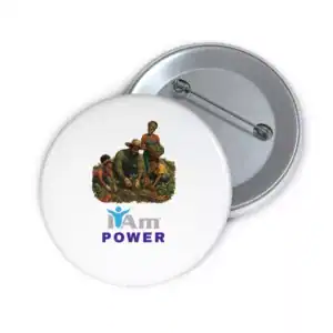 Empowerment badge featuring diverse farmers and the 'I Am Power' logo.