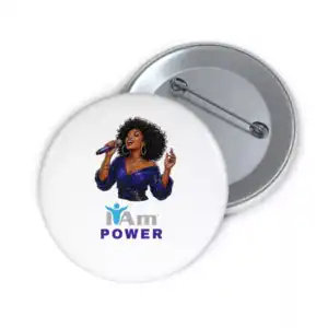 Vocalist Power badge featuring a woman singing with empowerment theme.