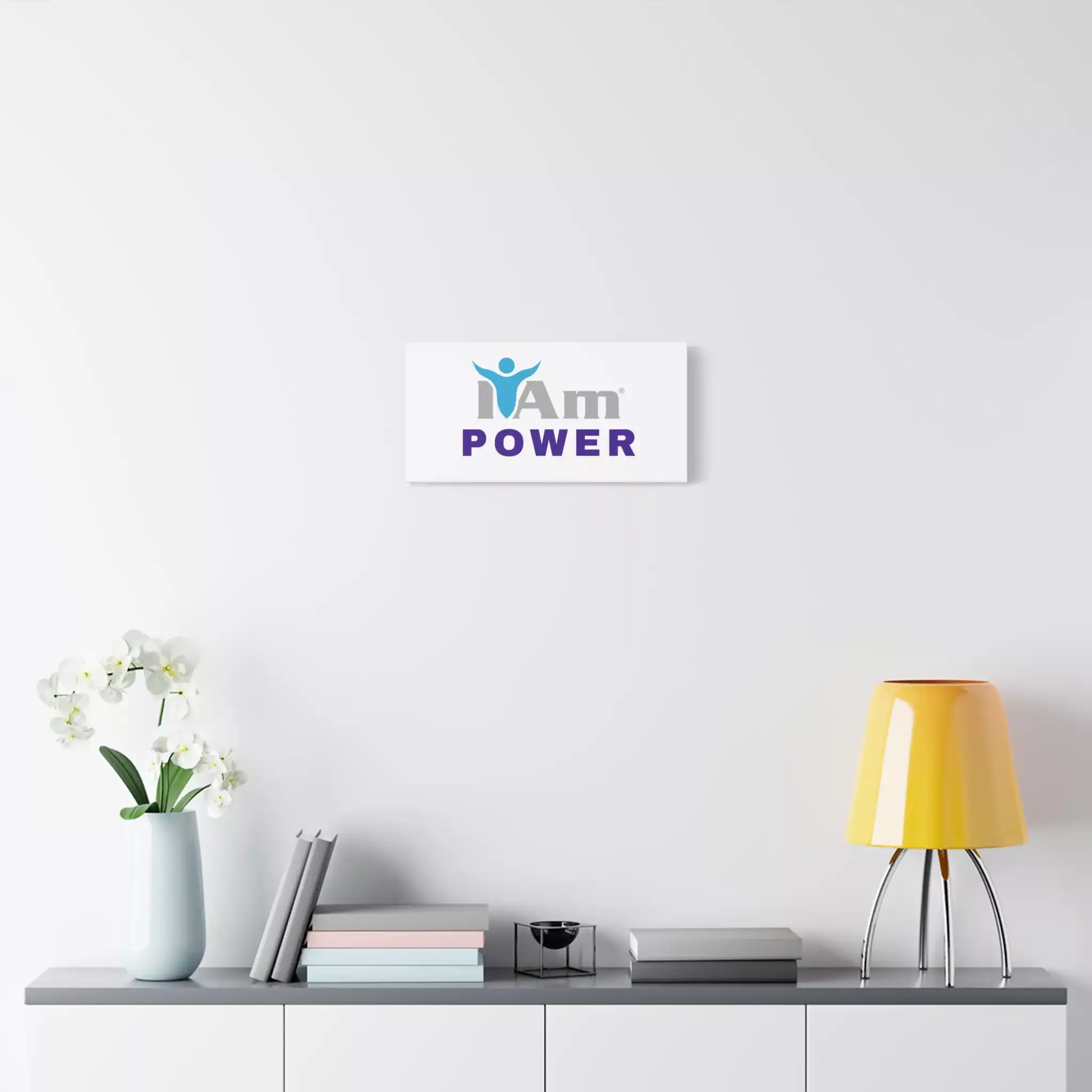 1903159161307472005_2048.webp Inspirational wall art with the phrase 'I Am Power' on a white wall.