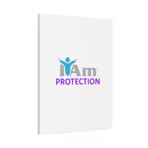 Inspirational wall art with 'I Am Protection' message and figure icon.
